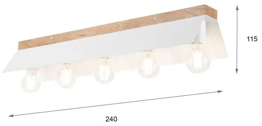 Stropné svietidlo ESME 5xE27/15W/230V biela/dub