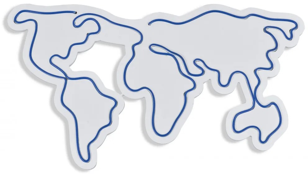 Nástenná neónová dekorácia World Map modrá