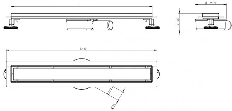 Mexen Flat lineárny nerezový žľab 80 cm, 360° sifón, vzor M33, nerez, 1033080-40