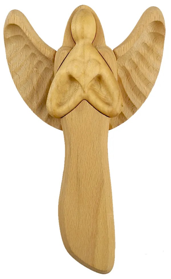 AMADEA Drevený anjel so srdcom, masívne drevo, 22x15x2 cm