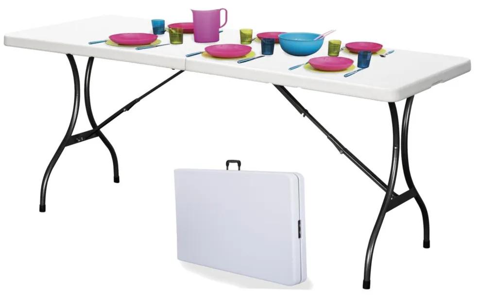 Záhradný cateringový stôl, skladací - biely, 240×70 cm | ZK-240