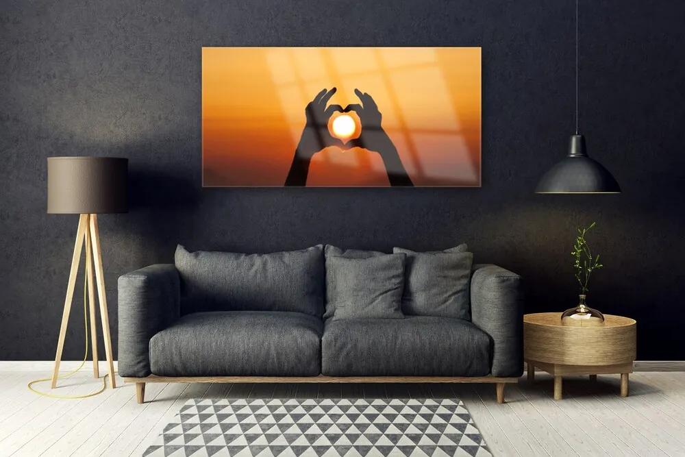 Obraz plexi Ruky srdce slnko láska 120x60 cm
