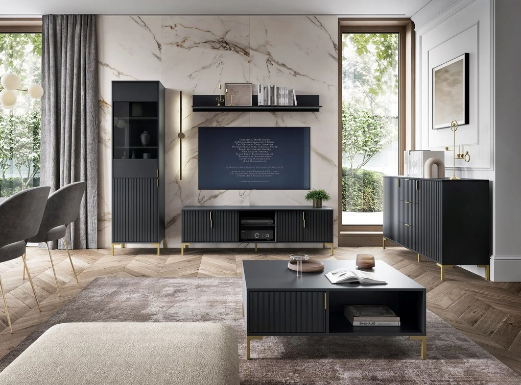 TV stolek Flinn 165 cm černý/zlatý