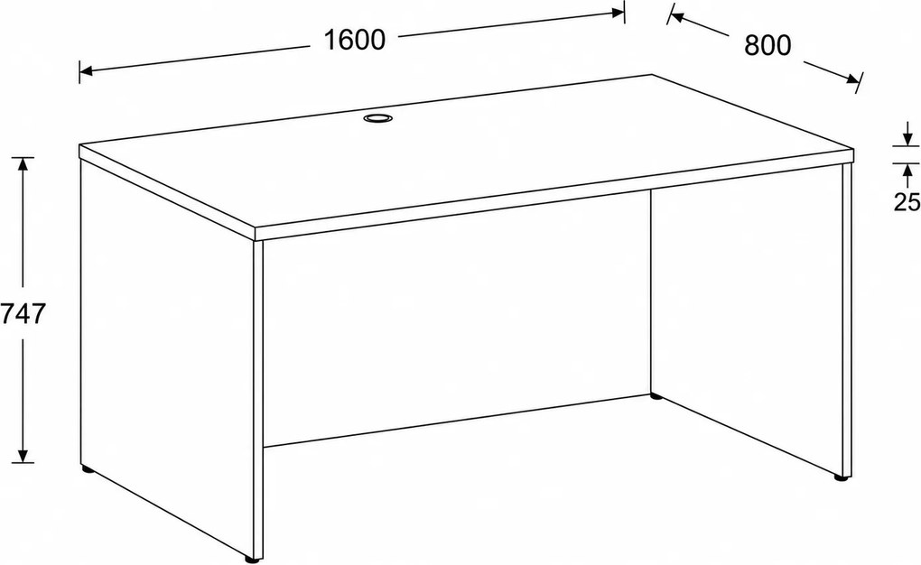 Kancelársky písací stôl FRAME, 160x80 cm, breza