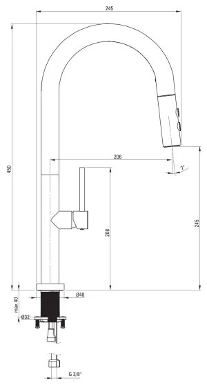 Deante BQO_R72M - Drezová batéria s vyťahovacou sprškou OLFATO kefovaná zlatá