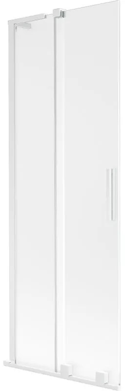 Mexen Velar L, 2-krídlová posuvná vaňová zástena 75 x 150 cm, 8mm sklo námraza, biela matná, 896-075-003-31-20