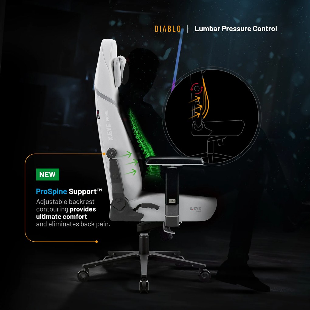 Biela herná stolička Diablo X.Eye Prime Ghosted White