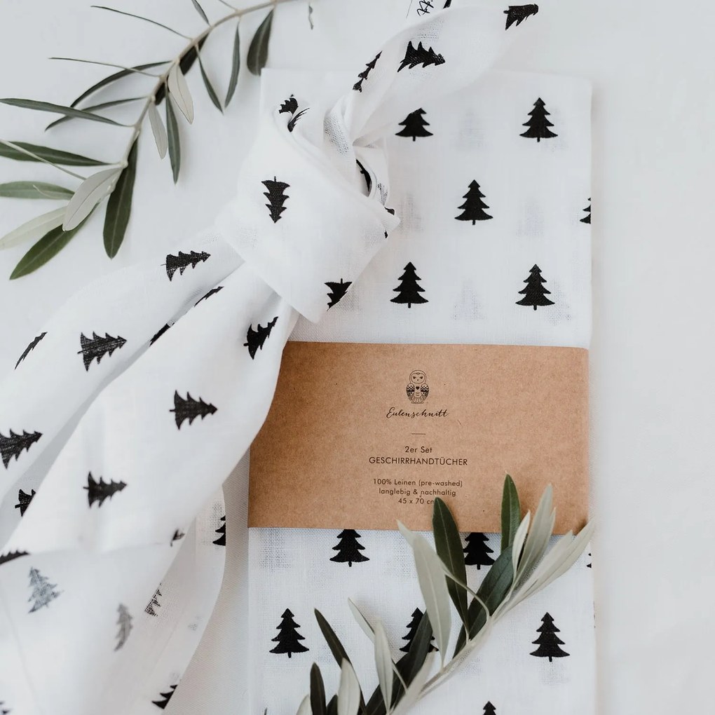 Eulenschnitt Ľanová utierka Fir Trees – set 2 ks