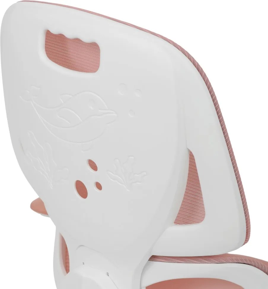 Detská pracovná stolička NANDU — sieť / látka, ružová