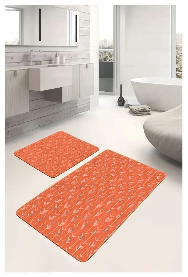 Zamatové kúpeľňové predložky v terakotovej farbe v súprave 2 ks 60x100 cm – Mila Home