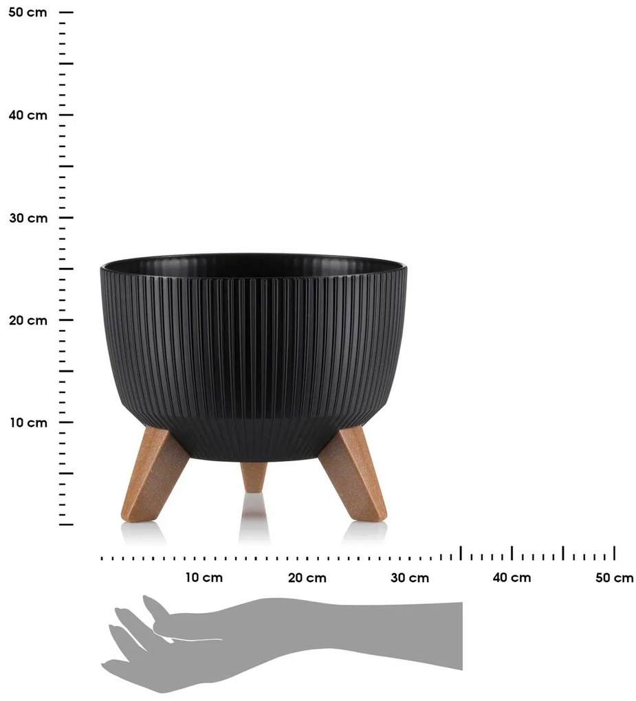 PLASTOVÝ KVETINÁČ ROSA LINEA ECO 18X29 CM ČIERNA