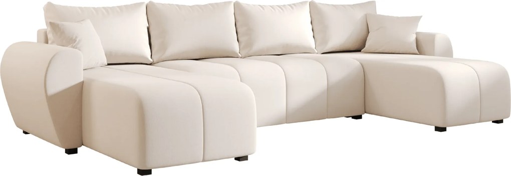 Rozkladacia sedacia súprava do U SEVIO 311x145 cm, krémová + 2 vankúšiky ZDARMA