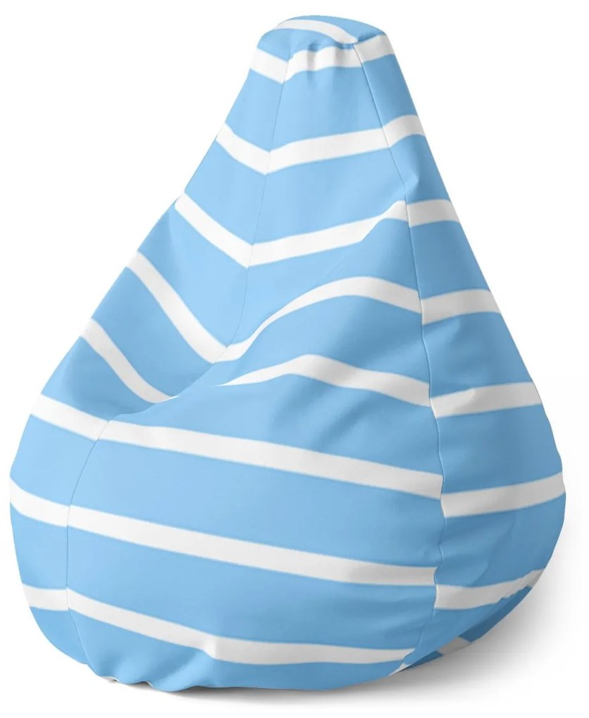 Sablio Sedací vak Pear Modro-biele pruhy - 70 x 95 x 15 cm