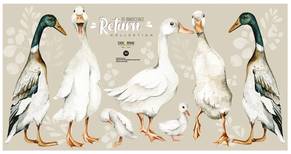 Samolepka do dětského pokoje bílé kachny 78x40cm