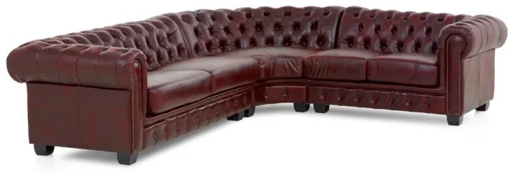 furniture-nabytek.cz - Rohová sedacia súprava Chesterfield z pravej kože, červená – 294×263×57 cm