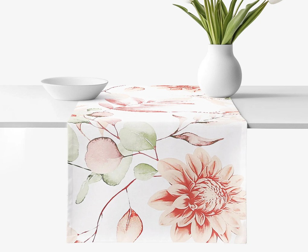 Goldea behúň na stôl 100% bavlnené plátno deluxe - akvarelové kvety 50x120 cm