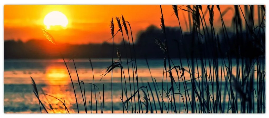 Obraz - Západ slnka nad jazerom (120x50 cm)