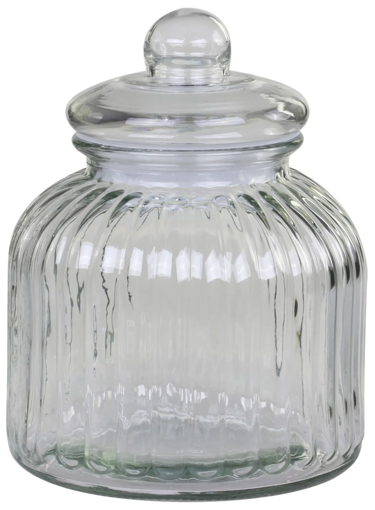 Chic Antique Sklenená úložná dóza Grooves Clear 2,9 l
