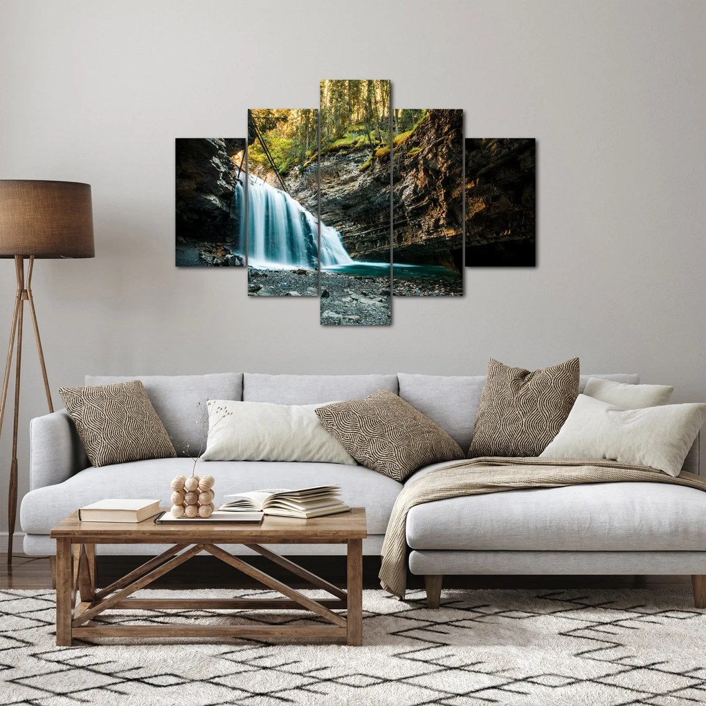 Obraz lesného vodopádu (150x105 cm)