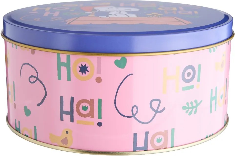 PEANUTS Dóza kulatá "HoHoHo" 16,7 cm - růžová/modrá