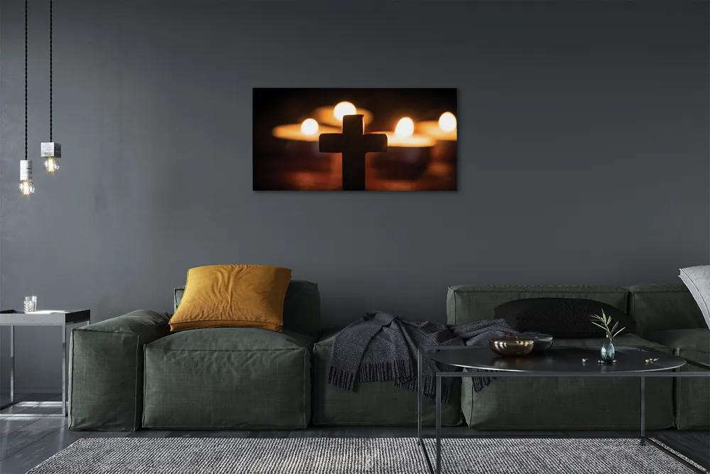 Obraz na plátne kríž sviečok 100x50 cm