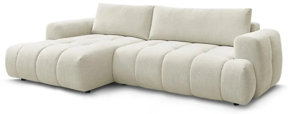 Béžová rozkladacia/s úložným priestorom rohová pohovka (ľavý roh/s leňoškou) Fuji – Bobochic Paris