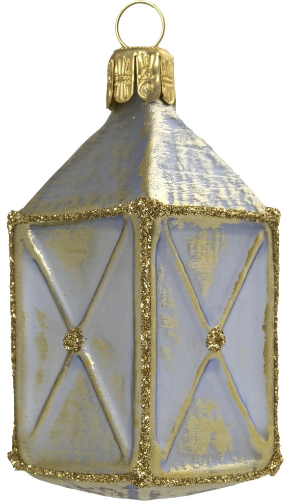 Bella Rose Sklenená vianočná ozdoba Lucerna Modrá