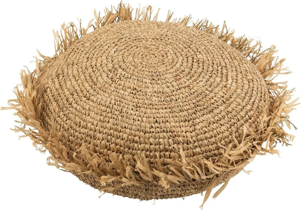 Prírodné lykové podsedák / puf so strapcami Raffia - Ø 62 * 24cm