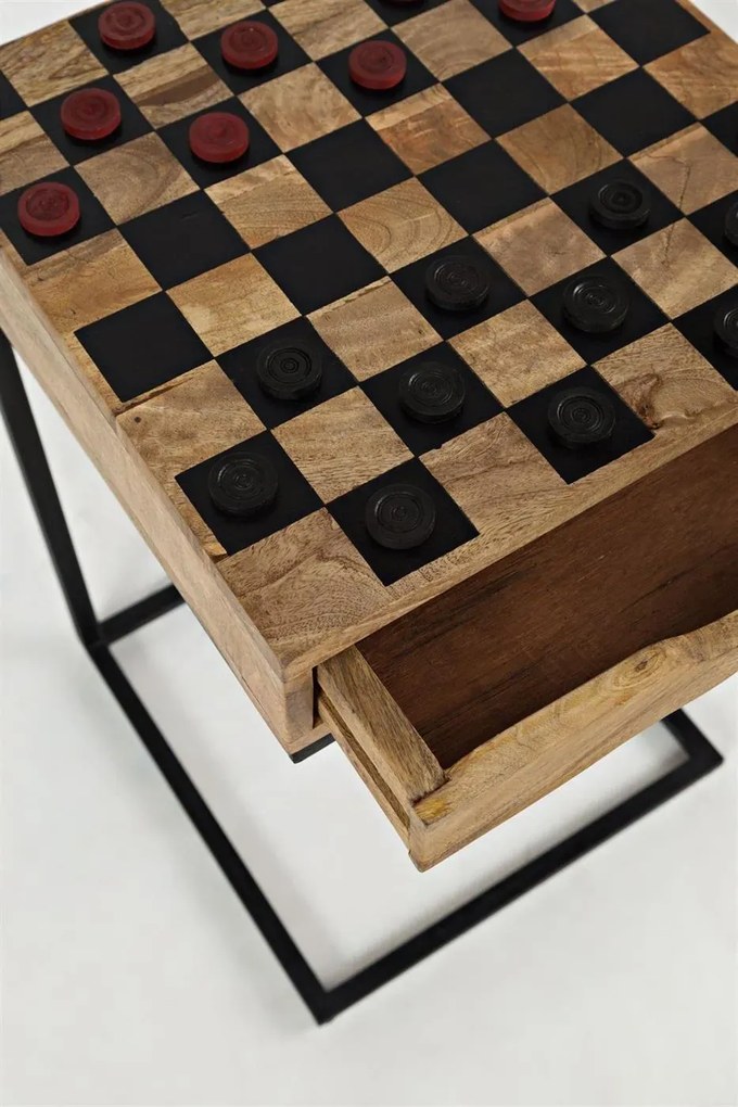 Šachový stolík Avola 42 cm z masívu hnedý/čierny