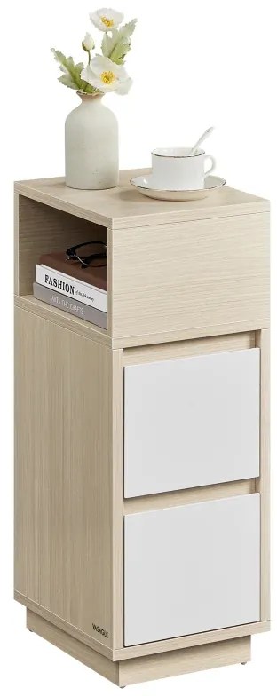 Úzky nočný stolík so zásuvkami, wenge - čierna