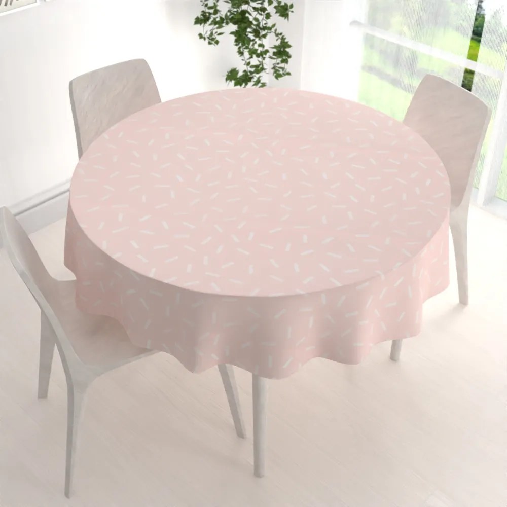 Biante Dekoračný okrúhly obrus PM-062 Konfety na pastelovo lososovom Ø 100 cm