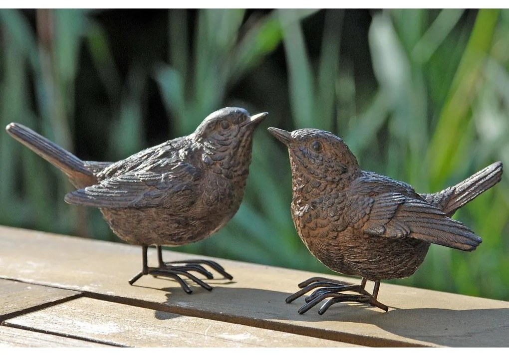 Záhradná figúrka z polyresinu Couple, sada 2ks, 7,5 cm, hnedá