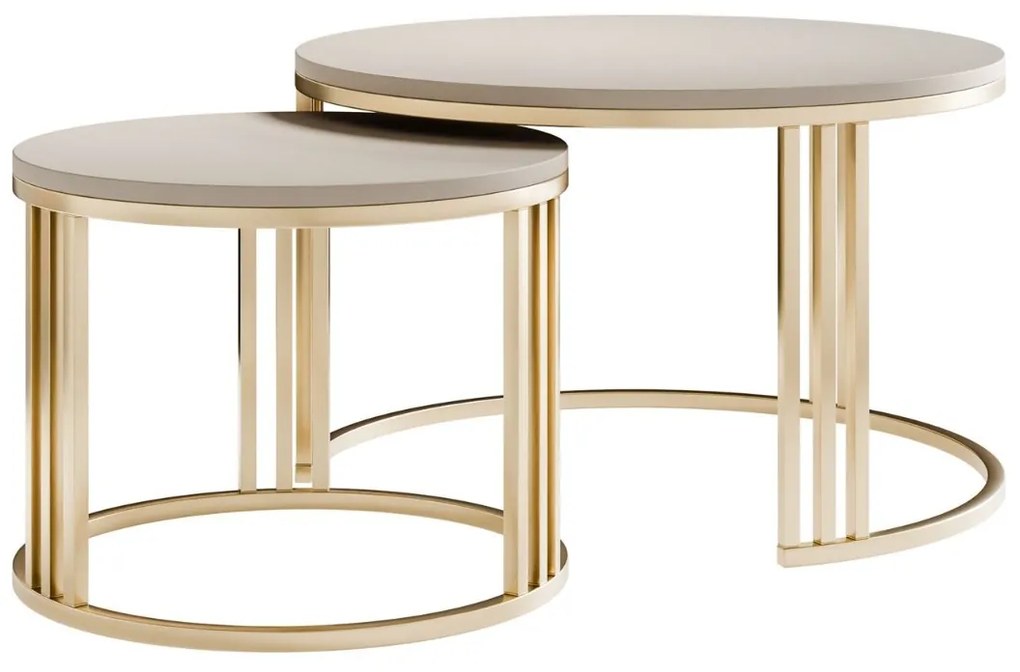 OKRÚHLY KONFERENČNÝ STOLÍK 2v1 LEONARDO 2 BRÚSENÁ ZLATÁ + KAŠMÍR MATNÁ