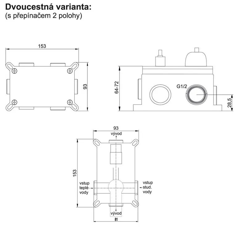 Mereo, Sprchový set s dvojcestnou podomietkovú batérií, MER-CB650SV1