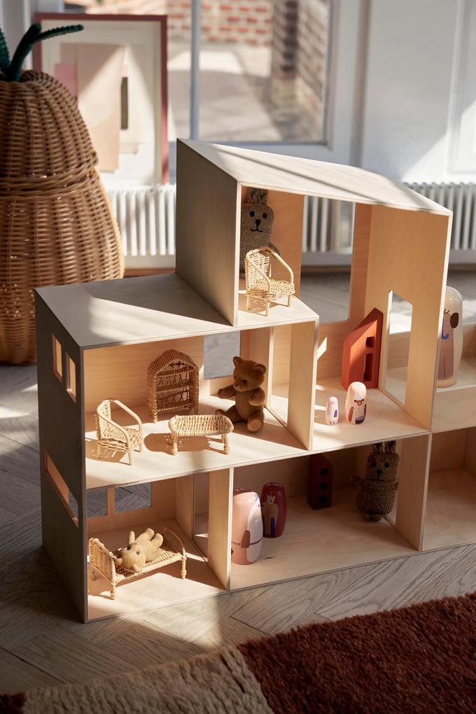 Miniatúrny nábytok pre bábiky Rattan Dollhouse Furniture, set 5 ks