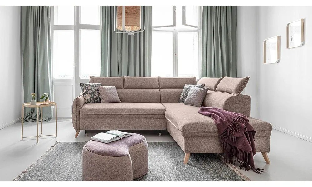 Béžová rozkladacia rohová pohovka (pravý roh) Sweet Harmony – Miuform