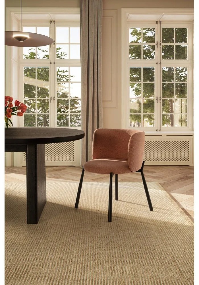 Broskyňové čalúnené jedálenské kreslá v súprave 2 ks Ginny – MOME