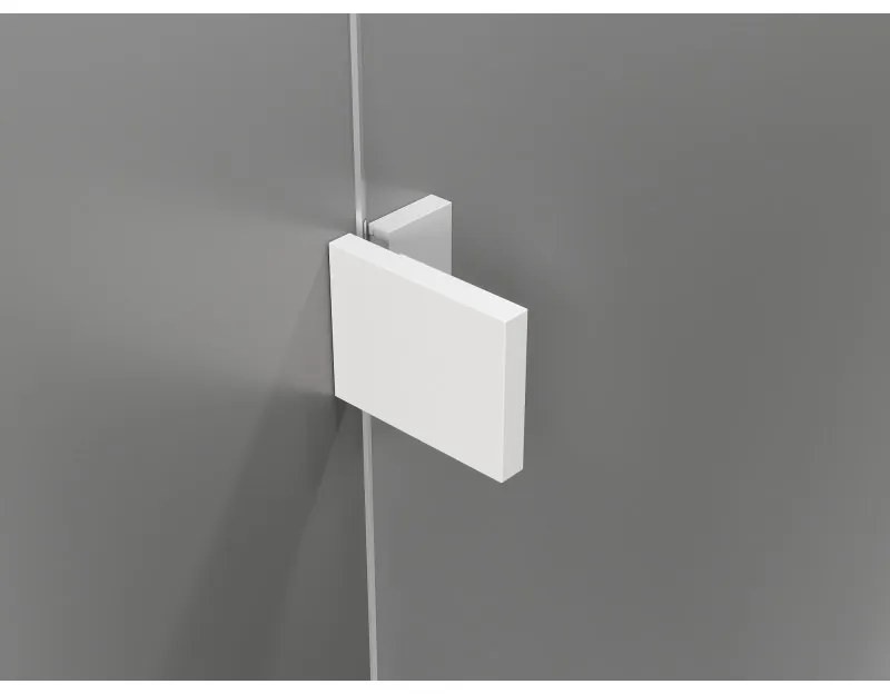 Mexen Lunar-F L, sklápací sprchový kút pravý 70 x 70 cm, 8mm číre sklo, biely profil, 836L-070-070-20-00-P