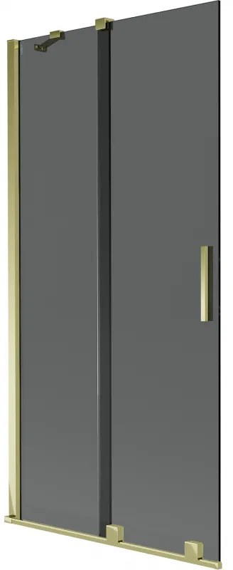 Mexen Velar, 2-krídlová posuvná vaňová zástena 95 x 150 cm, 8mm šedé sklo, zlatá lesklá, 896-095-000-41-50