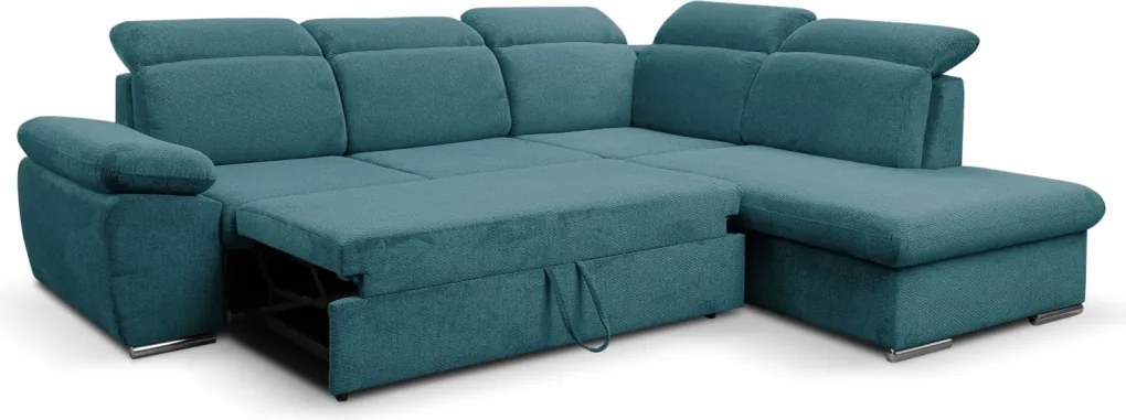 Rohová sedačka Aldon, petrolejová štruktúrovaná látka, pravý roh