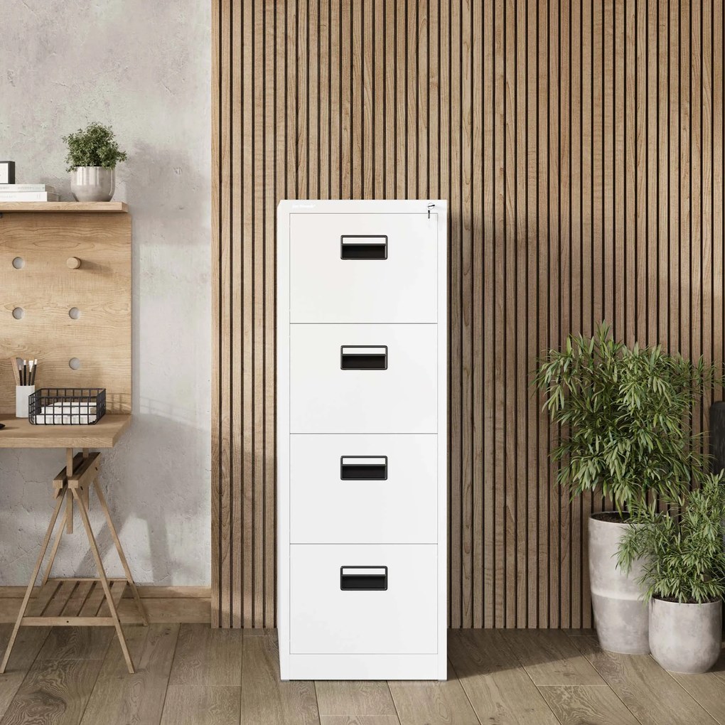 Kovová kartotéka, 4 zásuvky SARA V4, 460 x 1320 x 620 mm, biela