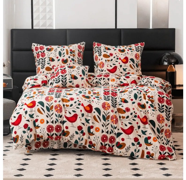 Obliečky mikroplyš RETRO BIRD farebné Rozmer obliečok: 2 ks 70 x 90 cm | 200 x 220 cm