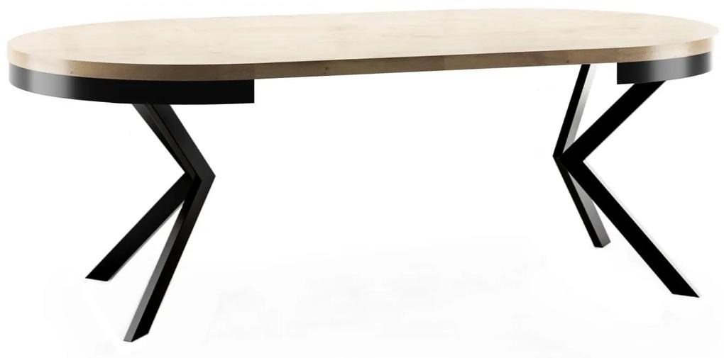 Okrúhly rozkladací jedálensky stôl MARION PLUS 120cm - 196cm Kominácia stola: dub sonoma - čierne nohy