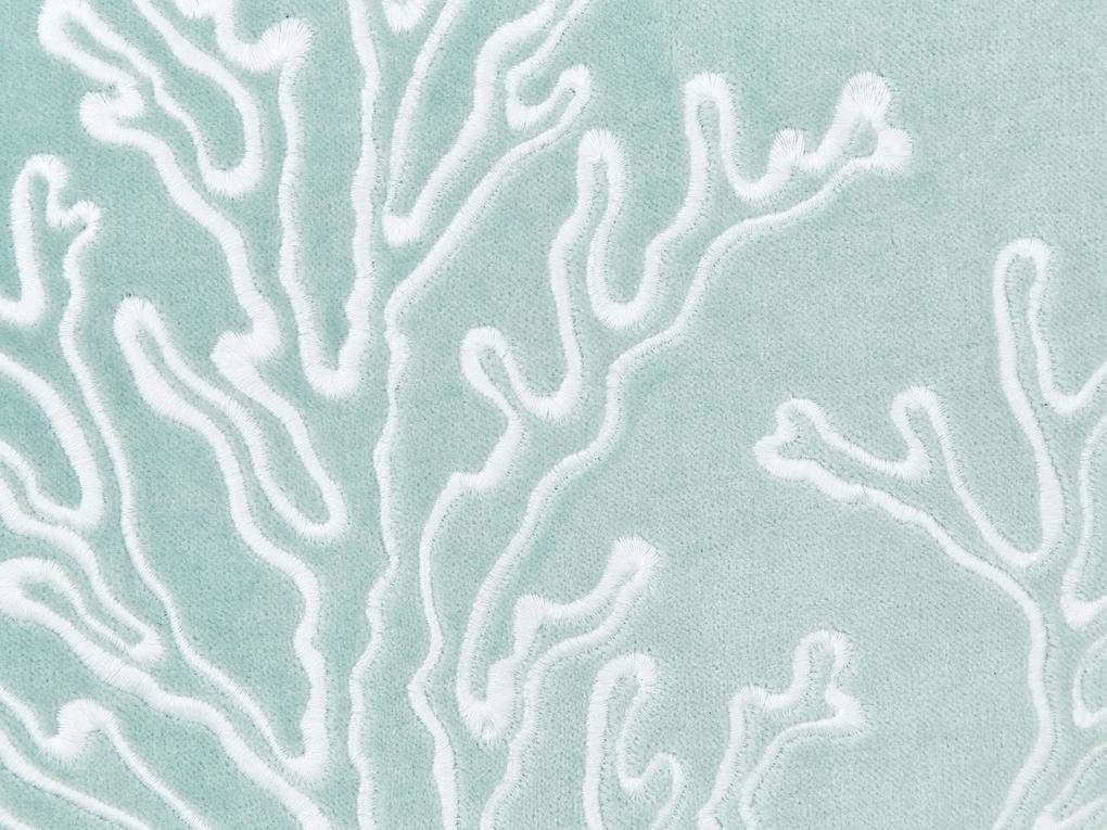 Zamatový vankúš s koralovým vzorom 45 x 45 cm mätová zelená NORI Beliani