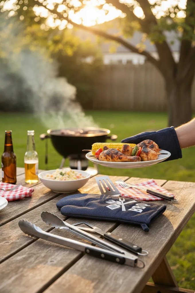 Chňapka kuchynská, Jeans BBQ, šedomodrá