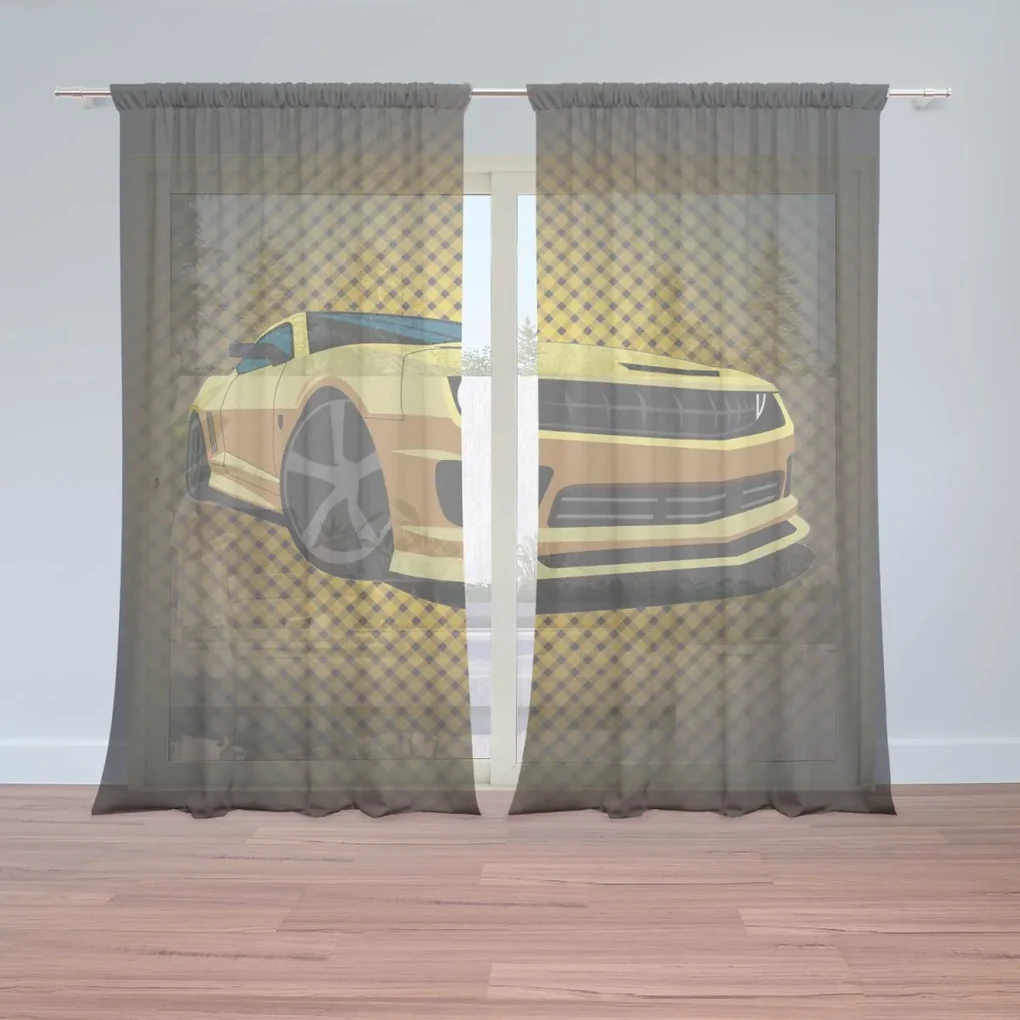 Sablio Záclony Chevrolet Camaro Žltá mriežka: 2ks 150x250cm