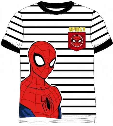 E plus M - Chlapčenské bavlnené tričko s krátkym rukávom Spiderman Marvel - čierne 134