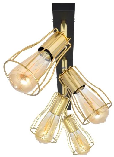 Bodové svietidlo TUBE 4xE27/15W/230V zlatá/čierna