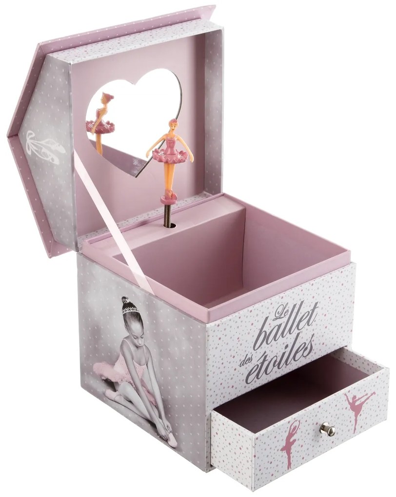 Hracia skrinka Balerina, 14,5x16x14,5 cm, ružová