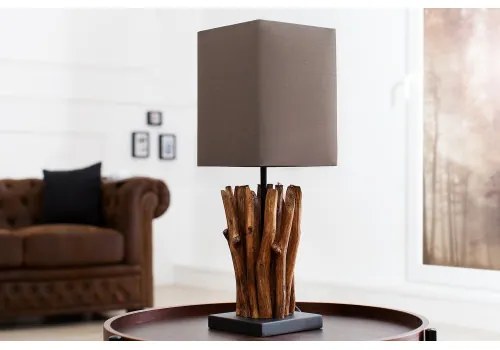 Stolová lampa 36966 Masív drevo/Hnedá  - Komfort-nábytok